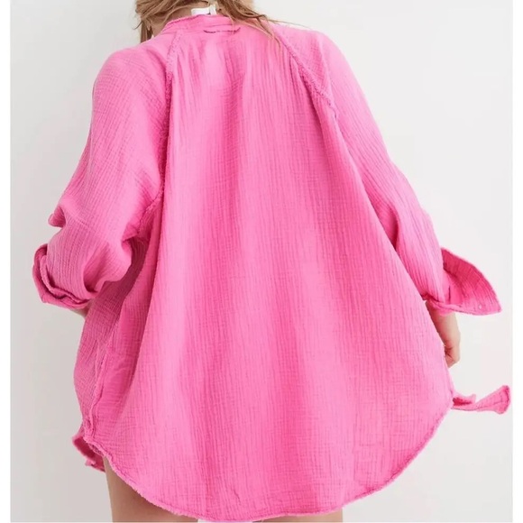 Aerie Pool-To-Party Cover Up Shirt Hot Pink Medium - Picture 2 of 9